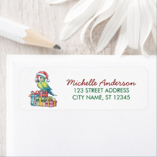 Parrot with Santa Hat Christmas Return Address