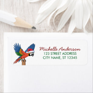  Parrot with Santa Hat Christmas Return Address   