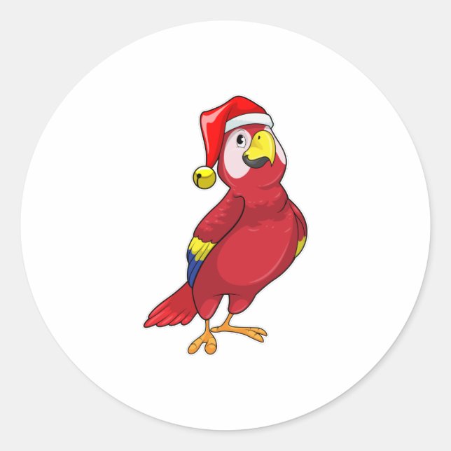 Parrot with Santa hat Classic Round Sticker (Front)