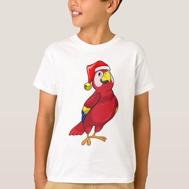 Parrot with Santa hat T-Shirt (Front)