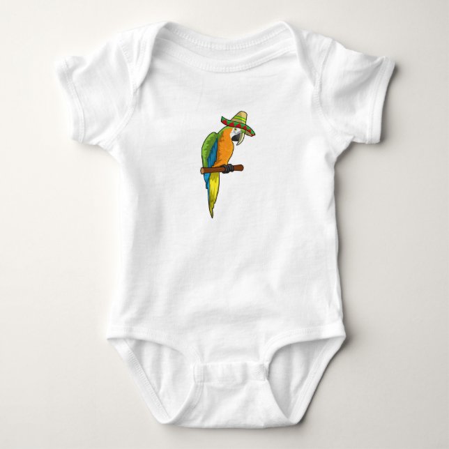 Parrot with Straw hat Baby Bodysuit (Front)