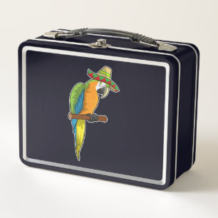 Parrot with Straw hat Metal Lunch Box