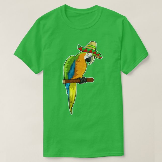 Parrot with Straw hat T-Shirt (Design Front)