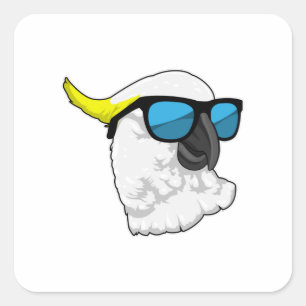Parrot with Sunglasses Square Sticker