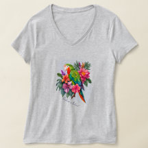 Parrot with Tropical Flowers - Embrace Nature