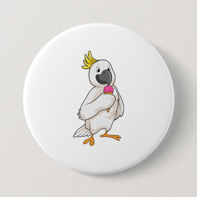 Parrot with Waffle ice cream 3 Inch Round Button (Front)