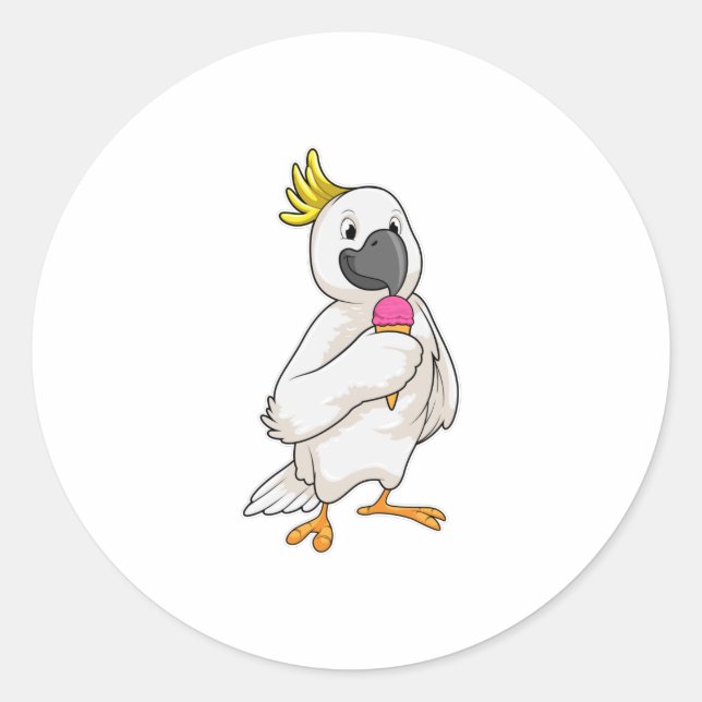 Parrot with Waffle ice cream Classic Round Sticker (Front)