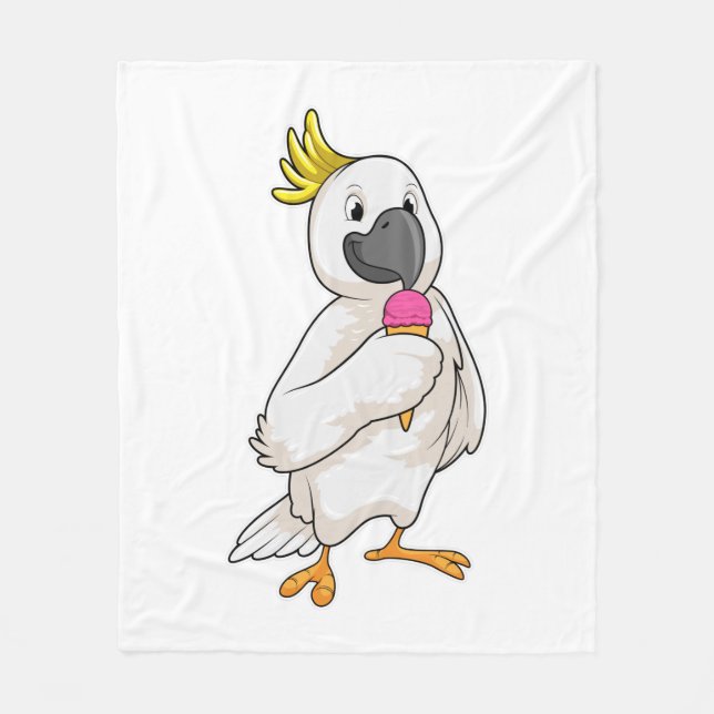 Parrot with Waffle ice cream Fleece Blanket (Front)