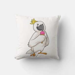Parrot with Waffle ice cream Throw Pillow