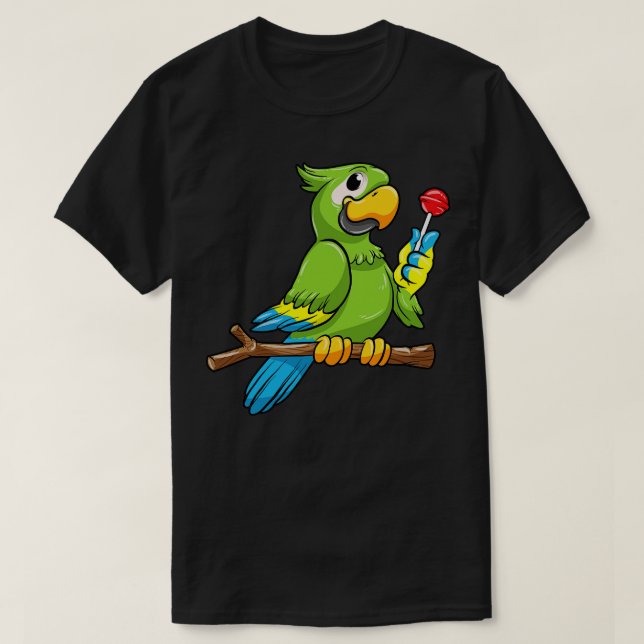 Parrot with yellow Beak and Lollipop T-Shirt (Design Front)