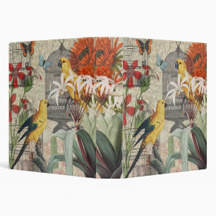 Parrot Yellow Tropical Antique Flower  Binder
