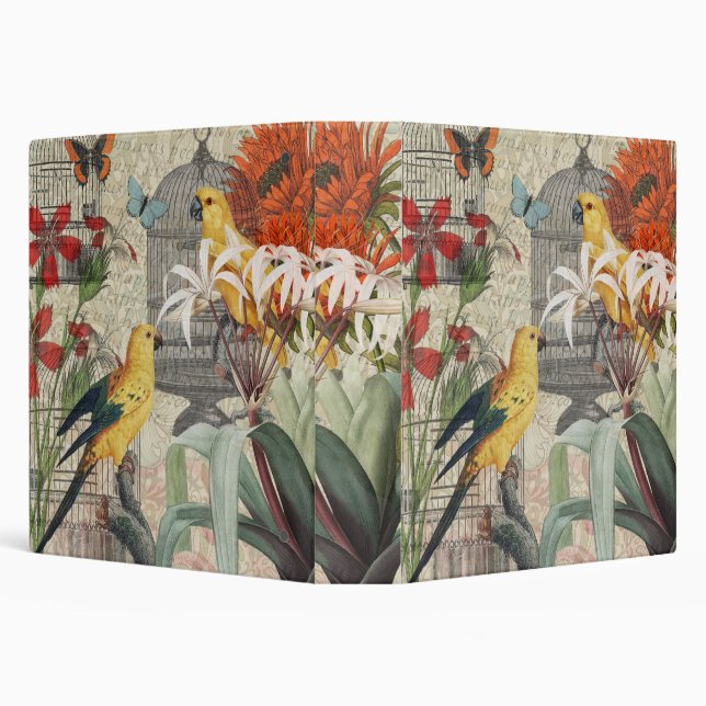 Parrot Yellow Tropical Antique Flower  Binder (Background)