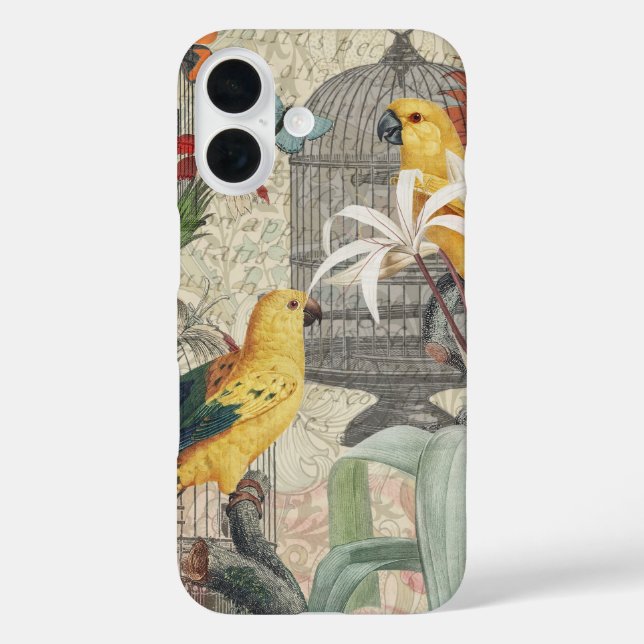 Parrot Yellow Tropical Antique Flower  Case-Mate iPhone Case (Back)