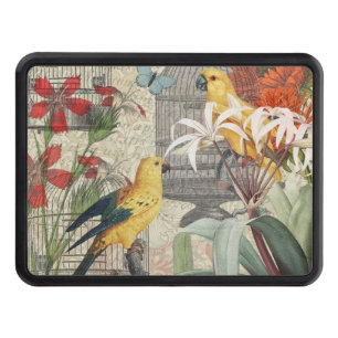 Parrot Yellow Tropical Antique Flower Trailer Hitch Cover