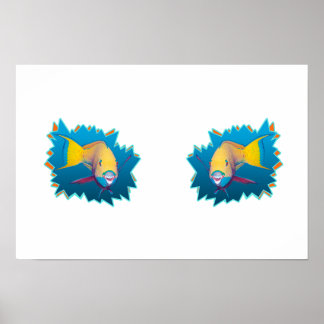 Parrotfish on Blue * Starburst Cut Out |  Poster