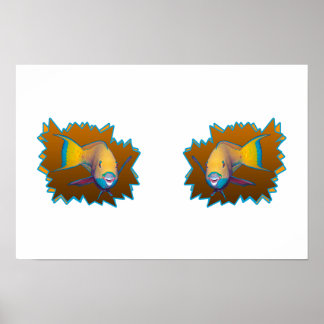 Parrotfish on Orange * Starburst Cut Out |  Poster