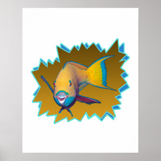 Parrotfish on Yellow * Starburst Cut Out |  Poster
