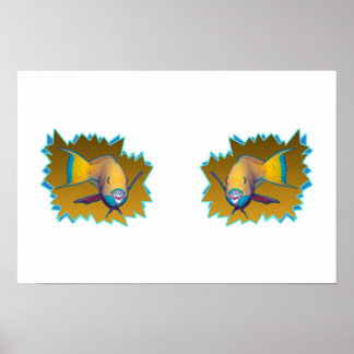 Parrotfish on Yellow * Starburst Cut Out |  Poster