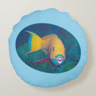 Parrotfish Underwaterphoto - Photographic design   Round Pillow
