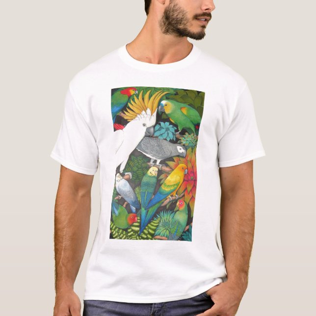 Parrots and Bromeliads T Shirt (Front)