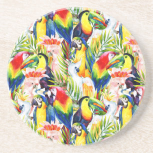 Parrots And Palm Leaves Coaster