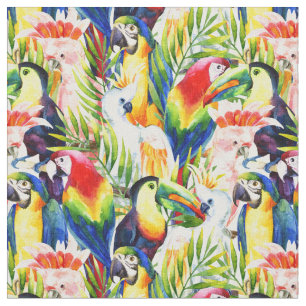 Parrots And Palm Leaves Fabric