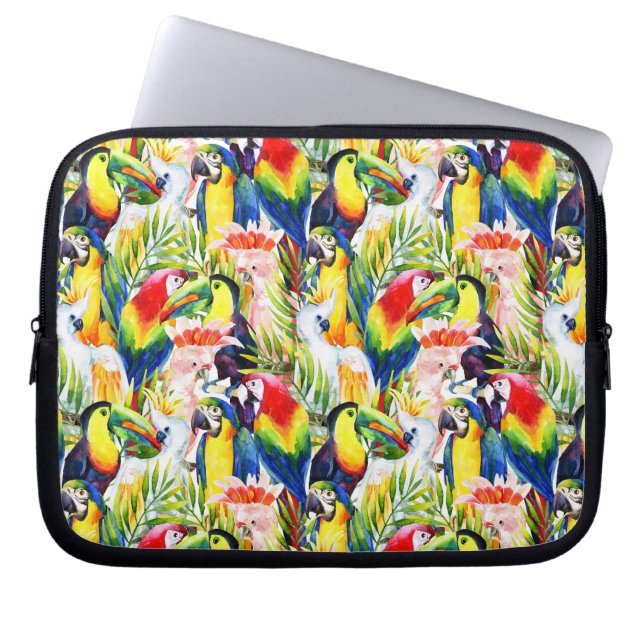 Parrots And Palm Leaves Laptop Sleeve (Front)