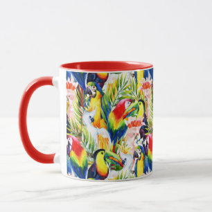 Parrots And Palm Leaves Mug