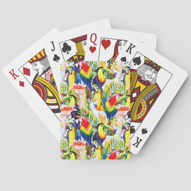 Parrots And Palm Leaves Playing Cards (Back)
