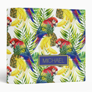 Parrots And Tropical Fruit Add Your Name Binder