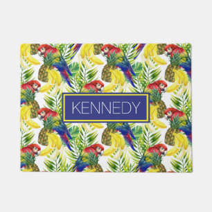 Parrots And Tropical Fruit   Add Your Name Doormat