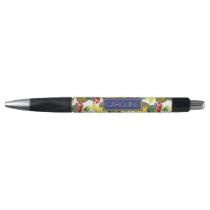 Parrots And Tropical Fruit   Add Your Name Pen