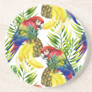 Parrots And Tropical Fruit Coaster