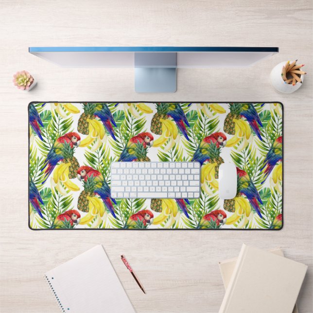 Parrots And Tropical Fruit Desk Mat (Office 1)