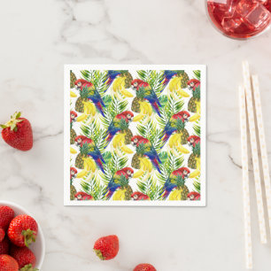 Parrots And Tropical Fruit Napkin