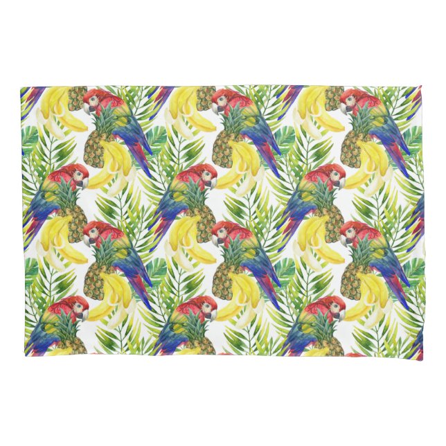 Parrots And Tropical Fruit Pillowcase (Front-Left)