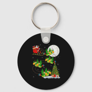 Parrots Bird Santa Sleigh Flying Funny Magical Chr Keychain