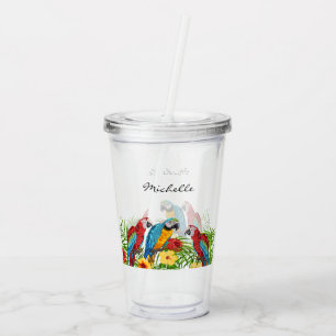 Parrots birds name acrylic tumbler