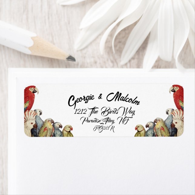 Parrots Birds Return Address Label (Insitu)