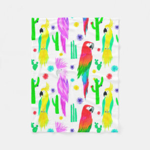 Parrots colorful seamless hand drawn pattern fleece blanket