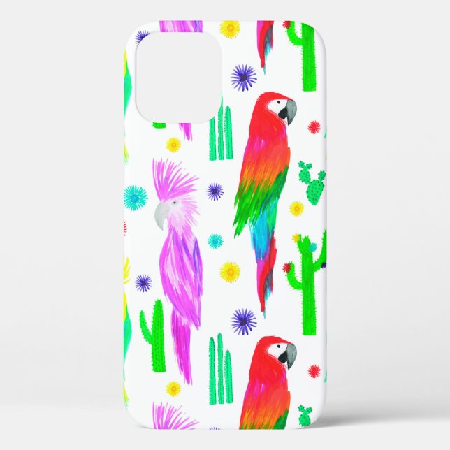 Parrots colourful seamless hand drawn pattern Case-Mate iPhone case (Back)