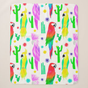 Parrots colourful seamless hand drawn pattern sherpa blanket