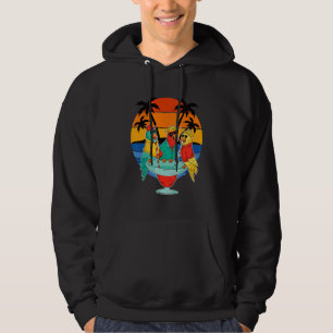 Parrots Drinking Hawaiian Vacation Sunset Palm Tre Hoodie