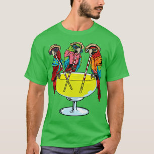 Parrots Drinking Margarita Hawaiian Vacation Birds T-Shirt