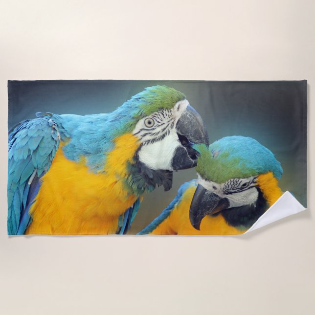 Parrots in love beach towel (Front)