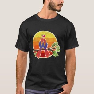 Parrots in Love T-Shirt Sunset Retro Gift
