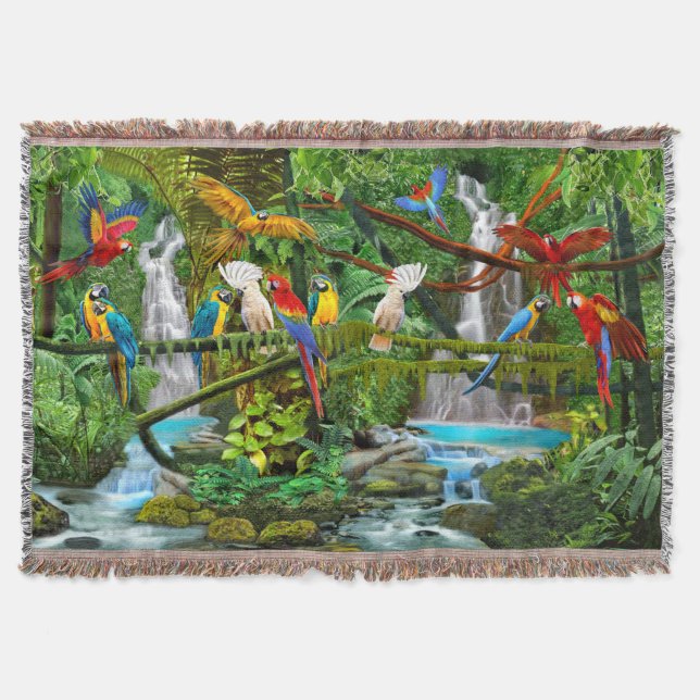 PARROTS IN PARADISE THROW BLANKET (Front)