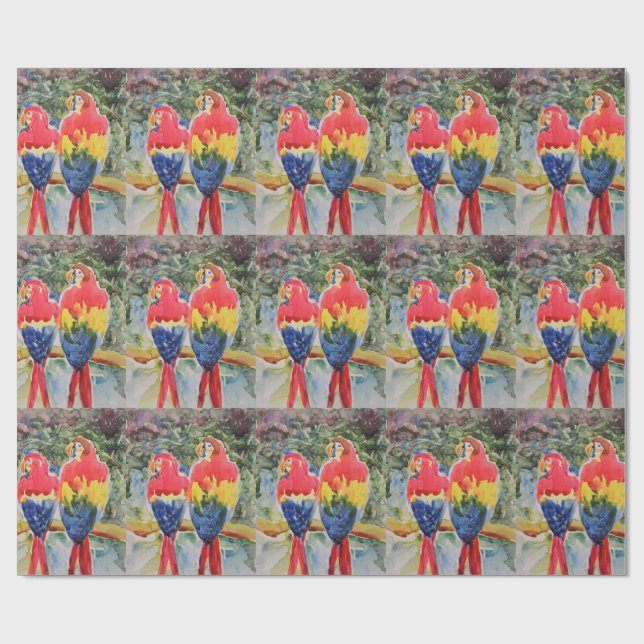 Parrots in the Rain Forest Wrapping Paper (Flat)