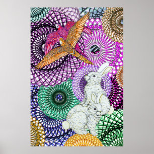 Parrots Love Rabbits Poster