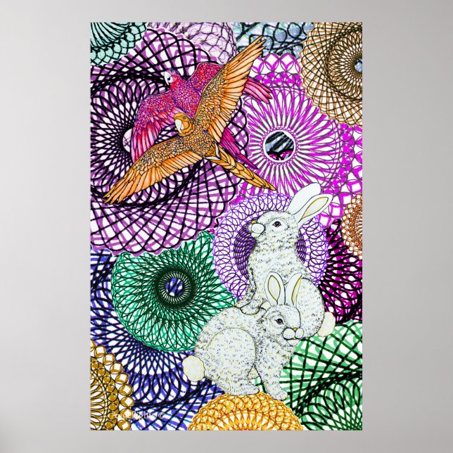 Parrots Love Rabbits Poster (Front)